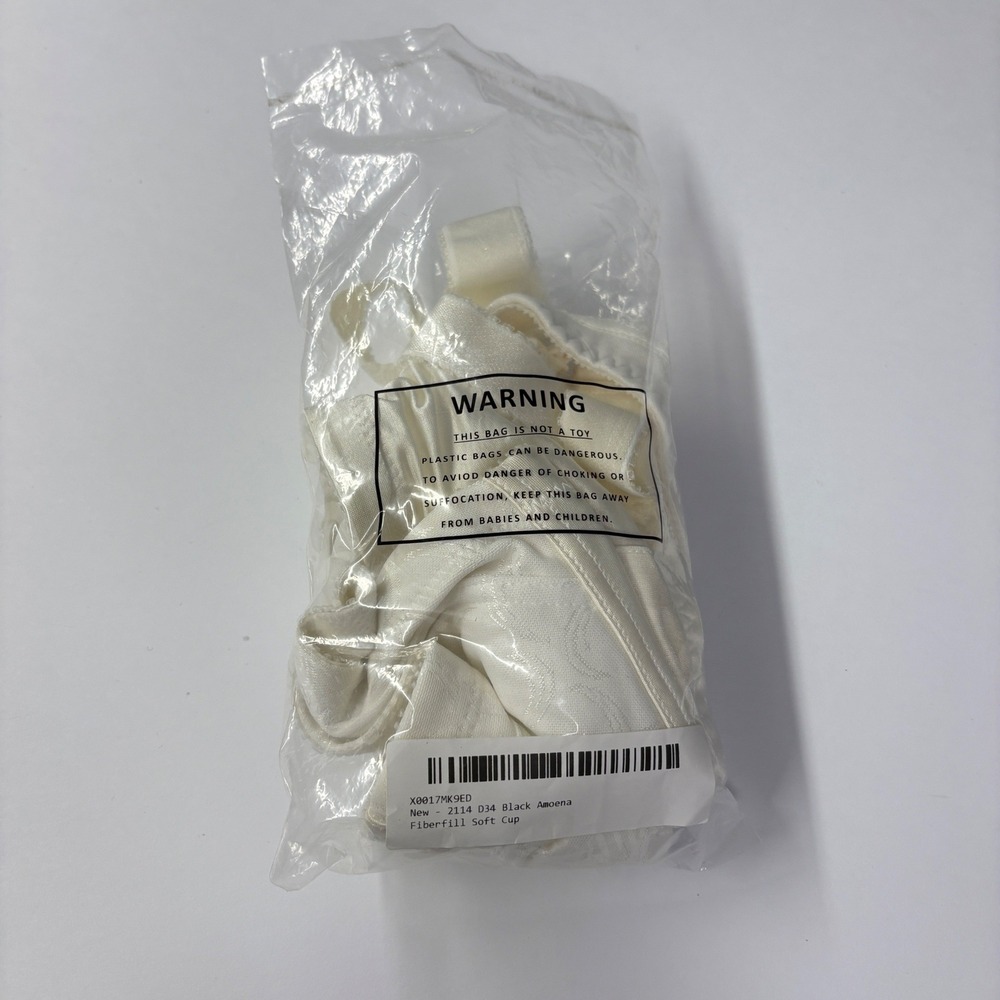 NWOT Amoena Women Mastectomy Bra 36DD White Fiberfill Soft Cup 2114 Pocketed